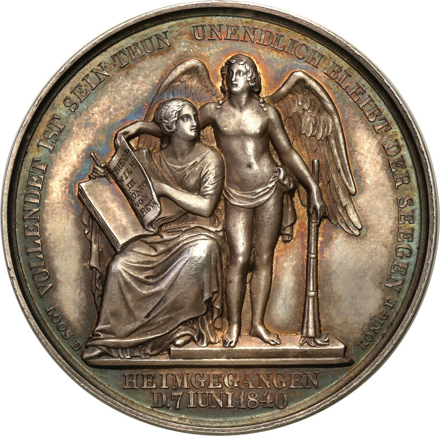 Niemcy, Prusy. Medal na śmierć Fryderyka Wilhelma III 1840 SREBRO
